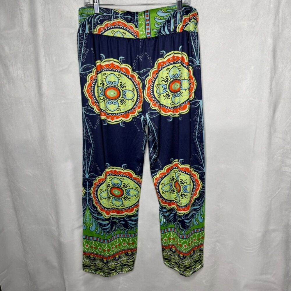 Vintage Mandala Print Stretchy LooseWide Leg Flowy Pants XXL